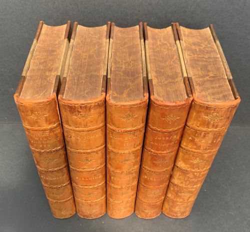 fig 1. Five uniformly bound books by Henry Fielding circa 1900