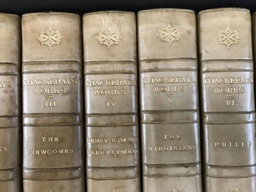 fig 1. Thackeray's Works complete in 13 books uniformly bound by Bumpus