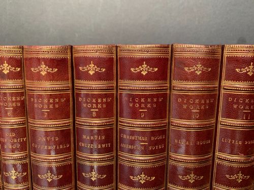 fig 2. 13 uniformly bound books by Charles Dickens circa 1880