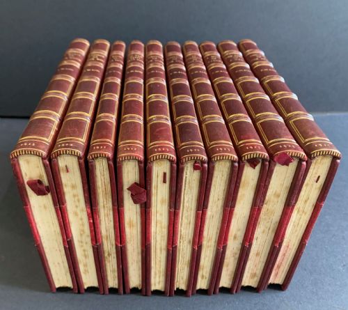 fig 4. An attractively bound set of books comprising the first 10 Indian Stories of F W Bain dated 1911-1914