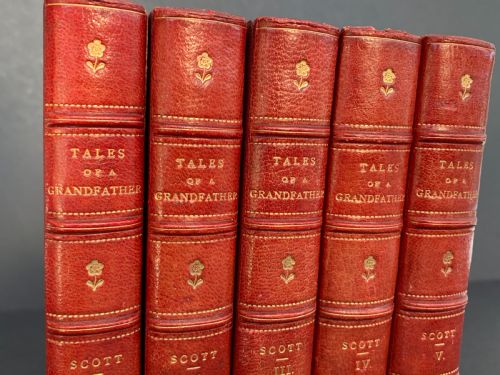 fig 3. Sir Walter Scott's Tales of a Grandfather covering series I-III in 5 books dated 1836