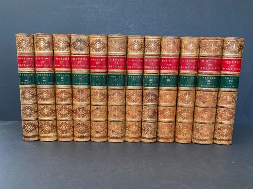 12 Book Set of Froude's History of England Bound by Bickers and Dated 1858-1870