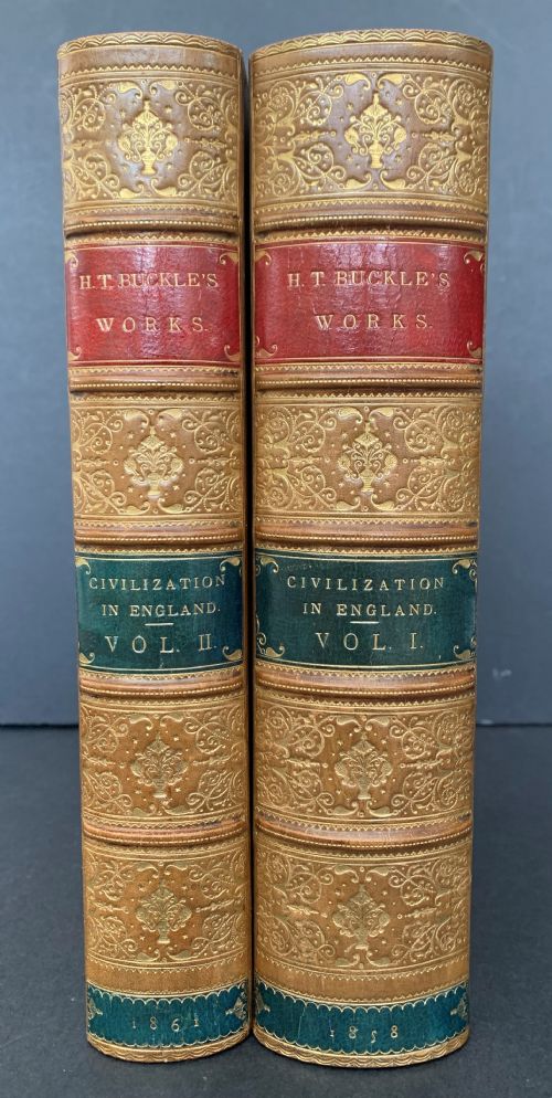 fig 1. Buckle's History of Civilisation in England complete in 2 beautifully bound books by Zaehnsdorf