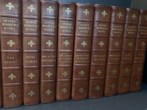 fig 2. 17 uniformly bound books of George Meredith's Works dated 1910/1914