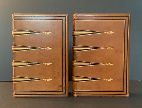 fig 2. Beautifully bound 2 book set of Taylor's The Rule and Exercise of Holy Living and Holy Dying dated 1857