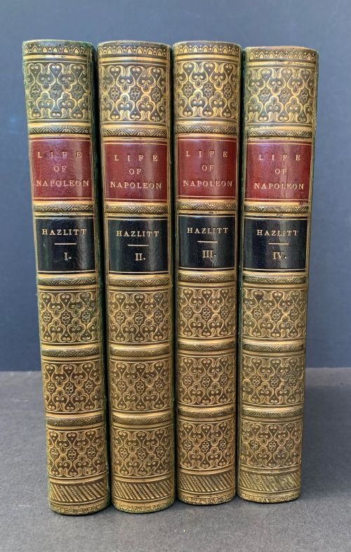 fig 1. William Hazlitt's Life of Napoleon Buonaparte complete in 4 handsome leather bound books dated 1852