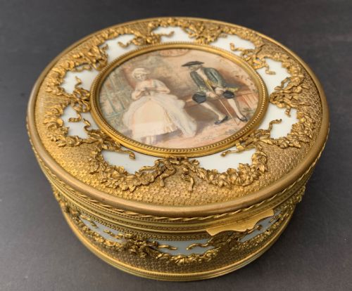 Charming Good Quality Late 19th Century French Ormolu Mounted Glazed White Porcelain Casket or Jewellery Box