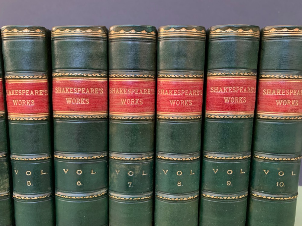 Handsomely bound 10 book set of The Dramatic Works of William Shakespeare dated 1892 View II