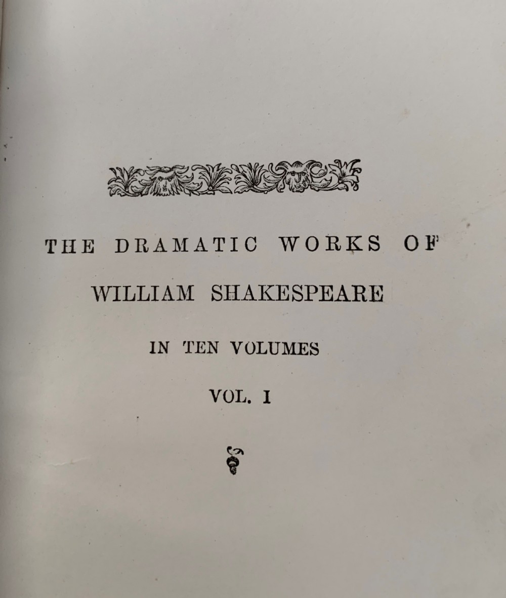 Handsomely bound 10 book set of The Dramatic Works of William Shakespeare dated 1892 View VII