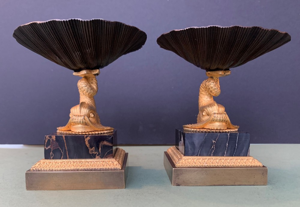 A very fine pair of Regency period bronze and gilt bronze tazze in the manner of Thomas Messenger. View IV