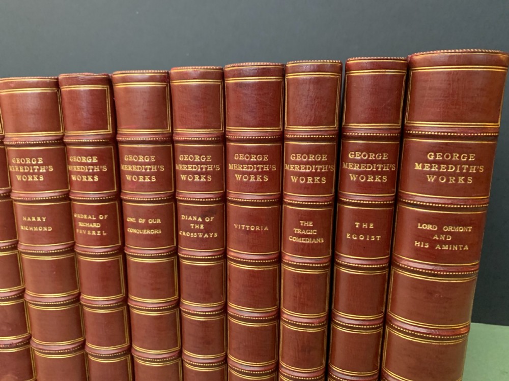 16 uniformly bound leather books of works by George Meredith circa 1920 View IV