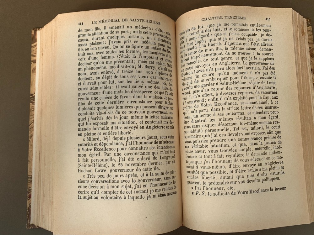 OF NAPOLEONIC INTEREST - 4 BOOK SET OF FRENCH TEXT DECORATIVE BINDINGS - LE MEMORIAL DE ST HELENE BY EMMANUEL LE COMTE DE LAS CASES - CIRCA 1920 View XII