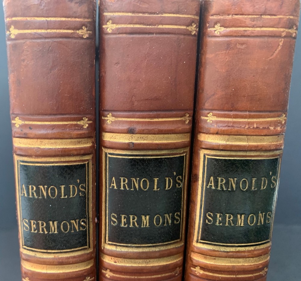 3 book full leather bound set of Sermons by Thomas Arnold dated 1832-1834 View IV