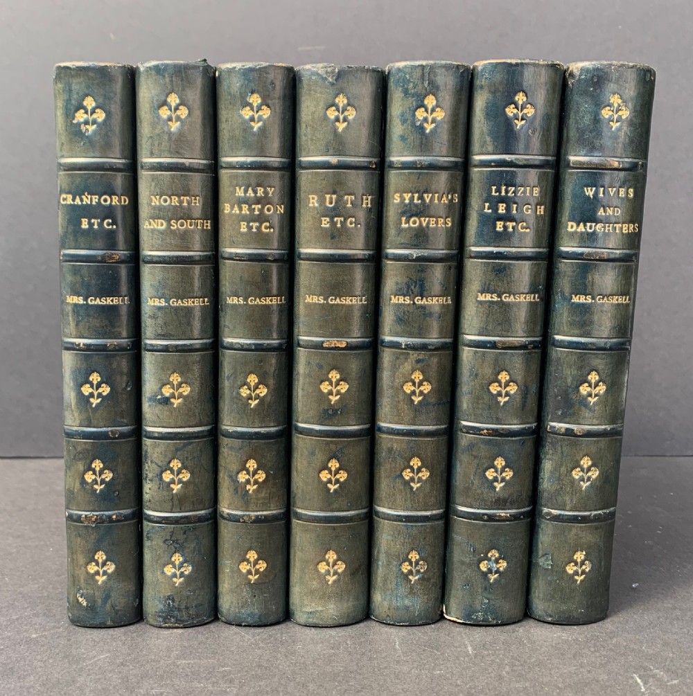 7 book set of Novels and Tales by Mrs Gaskell dated 1893-1900 and bound by Riviere