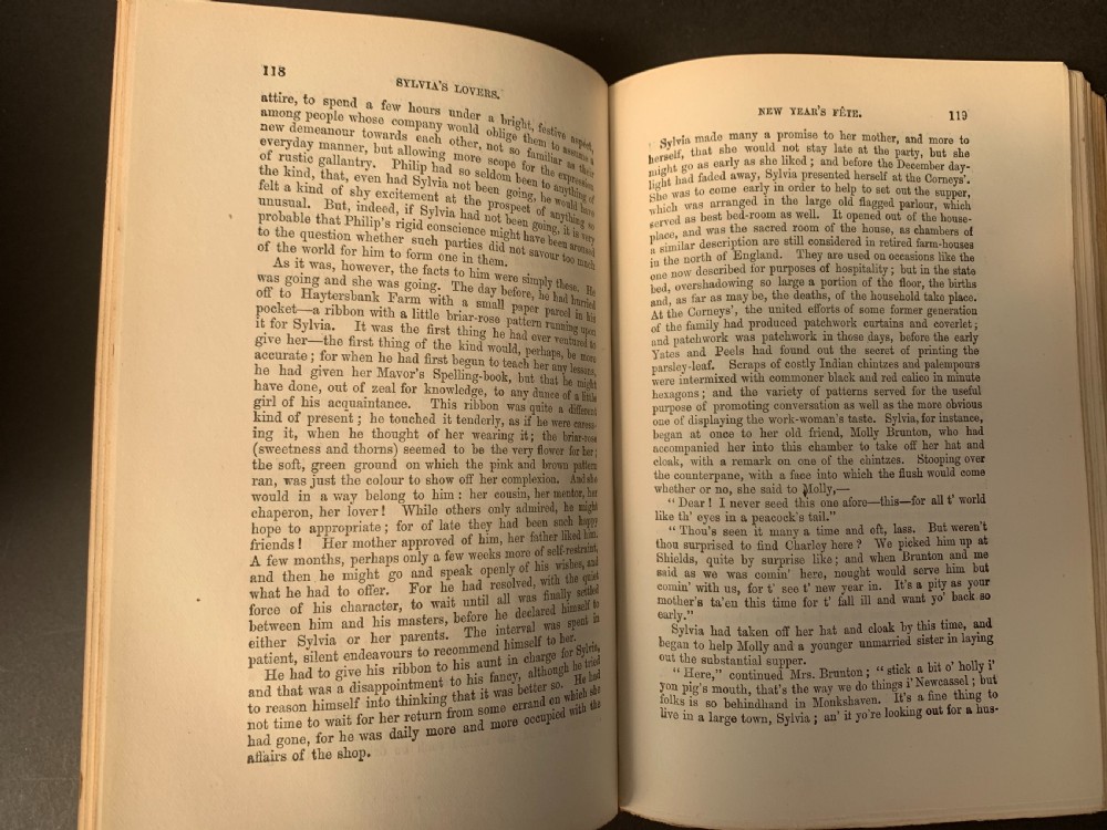 7 book set of Novels and Tales by Mrs Gaskell dated 1893-1900 and bound by Riviere View XI