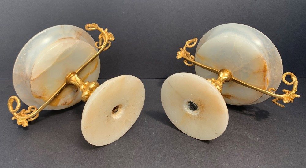 Fine pair of French gilt bronze and onyx tazzas circa 1880 View VI