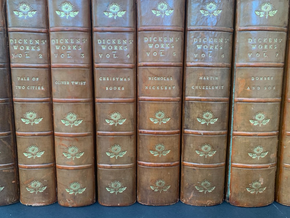 The Authentic Edition of The Works of Charles Dickens complete in 21 uniformly bound books by Riviere & Son dated 1901. View IX