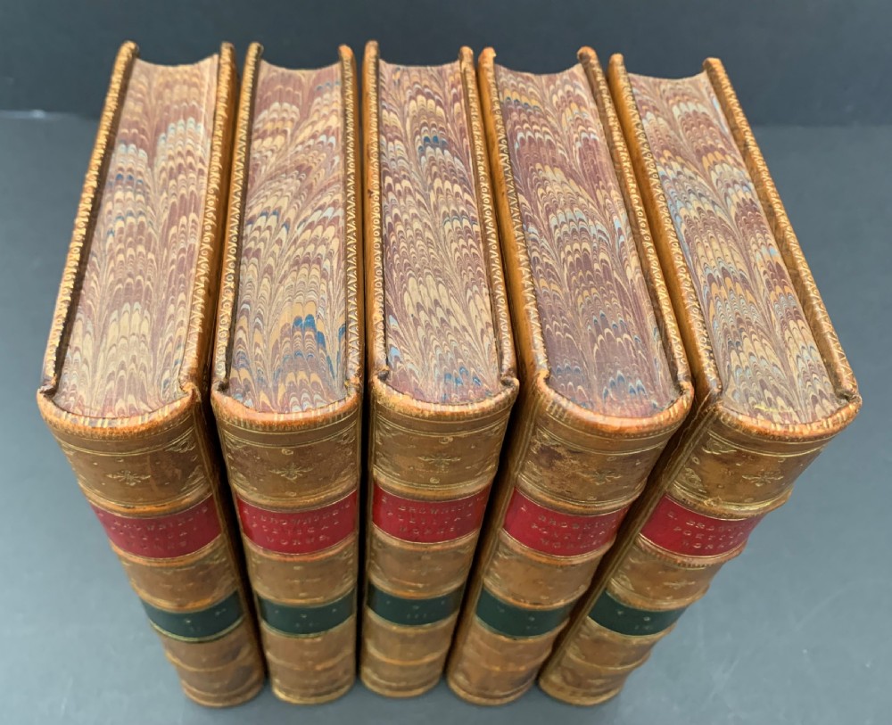 Leather bound 5 book set of the Poetical Works of Elizabeth Barrett Browning dated 1886 View IV