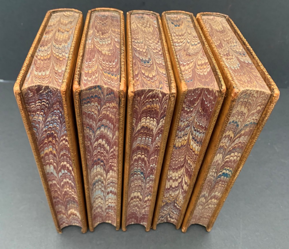 Leather bound 5 book set of the Poetical Works of Elizabeth Barrett Browning dated 1886 View V