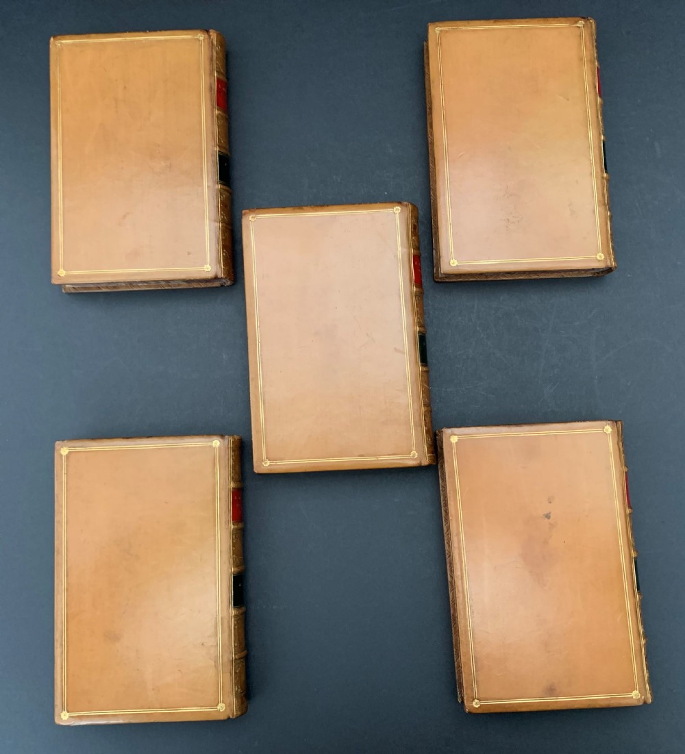 Leather bound 5 book set of the Poetical Works of Elizabeth Barrett Browning dated 1886 View VI