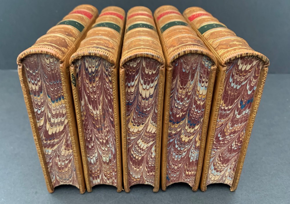 Leather bound 5 book set of the Poetical Works of Elizabeth Barrett Browning dated 1886 View VII