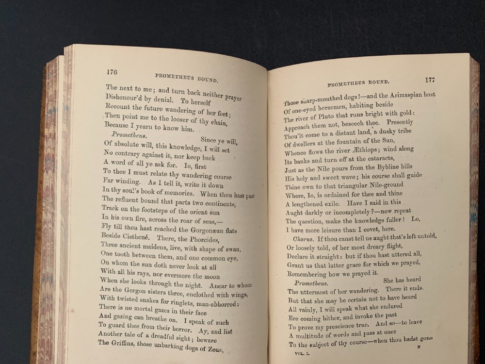 Leather bound 5 book set of the Poetical Works of Elizabeth Barrett Browning dated 1886 View X