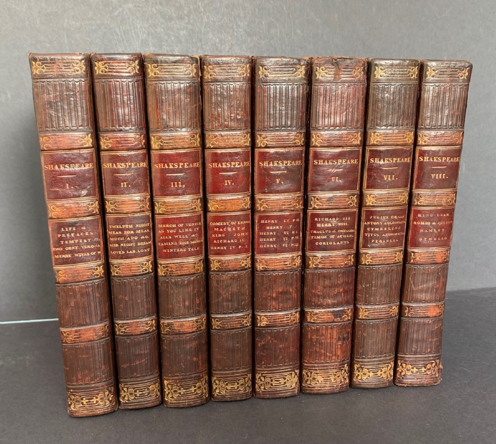 The Plays of William Shakspeare complete in 8 leather bound books dated 1823