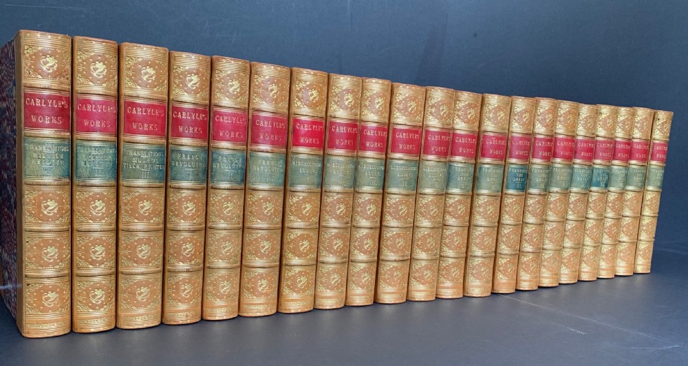 A sparkling uniformly bound 21 book selection of Carlyle's collected works from the Library Edition published 1869-1871