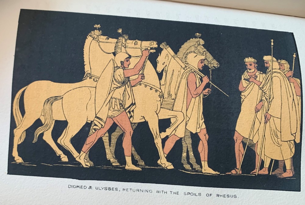 Beautifully bound book of Stories from Homer by Alfred Church with 24 illustrations from Flaxman’s Designs.   View XI