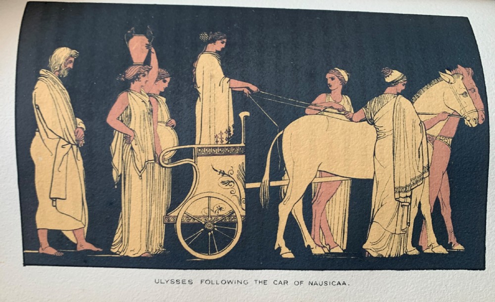 Beautifully bound book of Stories from Homer by Alfred Church with 24 illustrations from Flaxman’s Designs.   View XIV