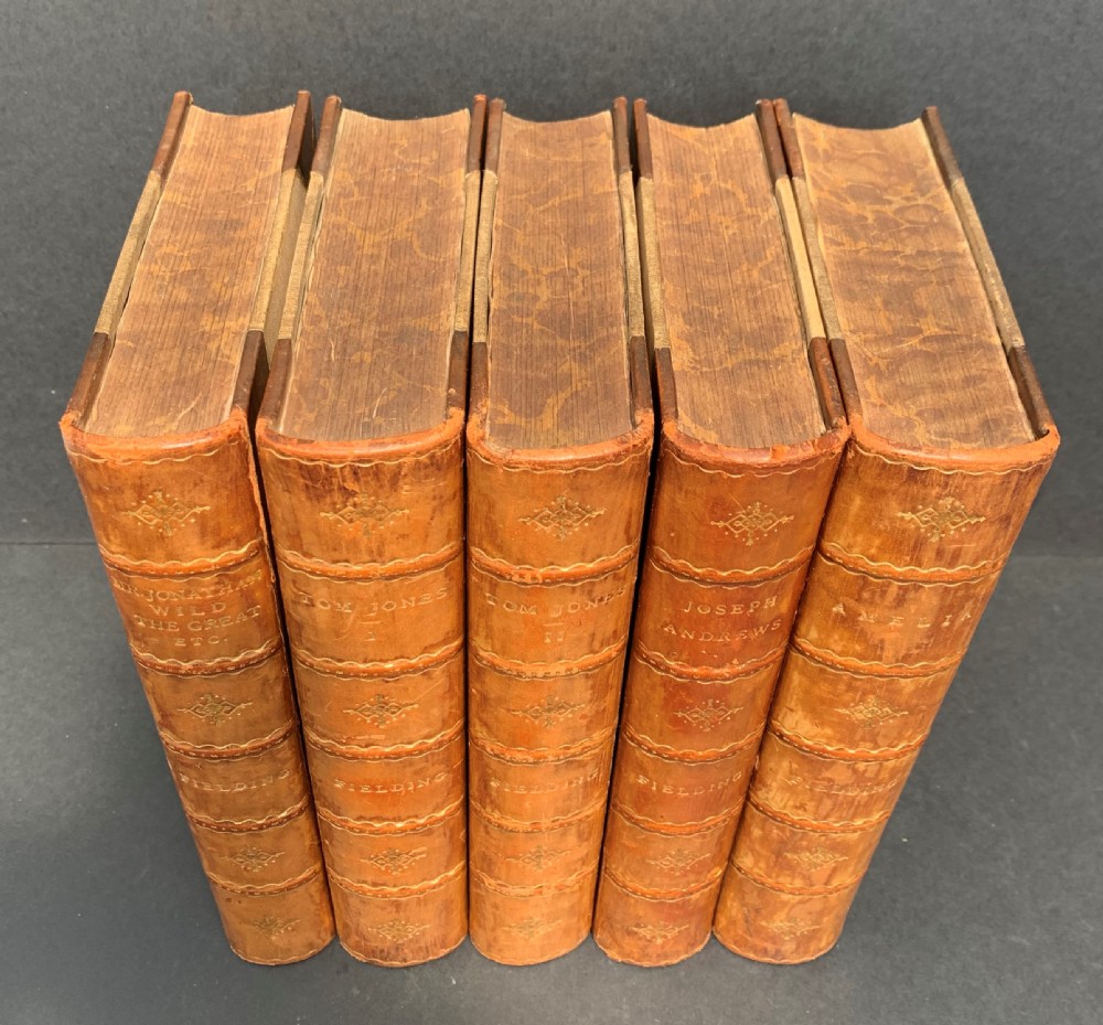 Five uniformly bound books by Henry Fielding circa 1900 View II