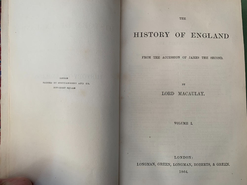 Lord Macaulay's History of England complete in 4 leather bound books dated 1864 View VII