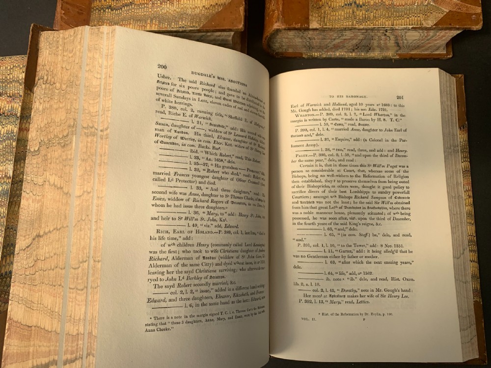 Four antique tan leather-bound volumes with ornate gold gilt decoration and dark title labels on the spines. View XIV