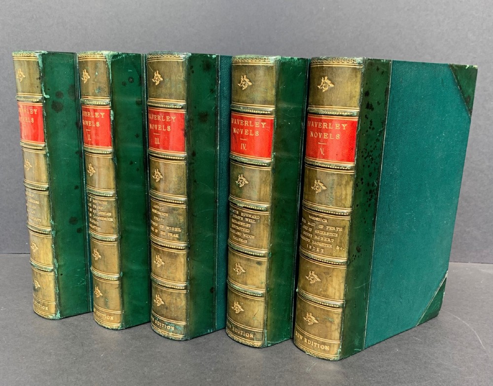 Handsomely bound late 19th century 5 book set of Sir Walter Scott's Waverley Novels  View IV