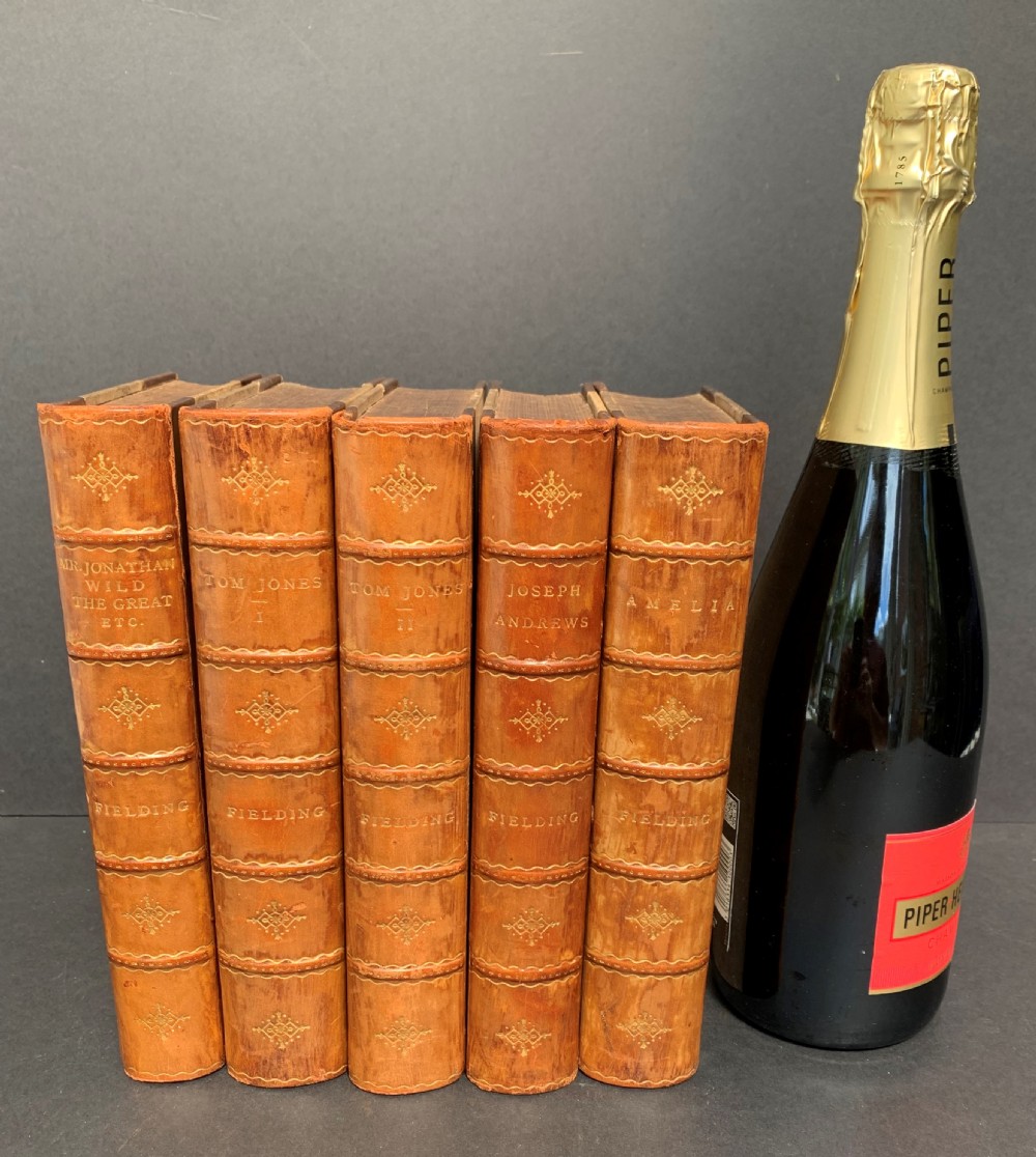 Five uniformly bound books by Henry Fielding circa 1900 View V