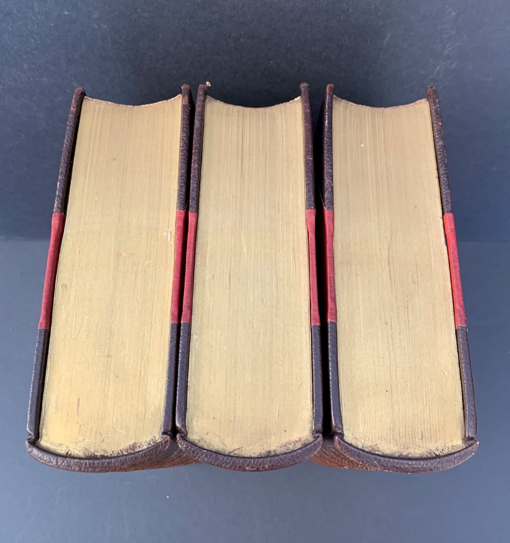 A three-volume set of Edwardian books titled The Life of W E Gladstone, bound in brown half-leather with red cloth sides and gilt spine ornamentation. View III