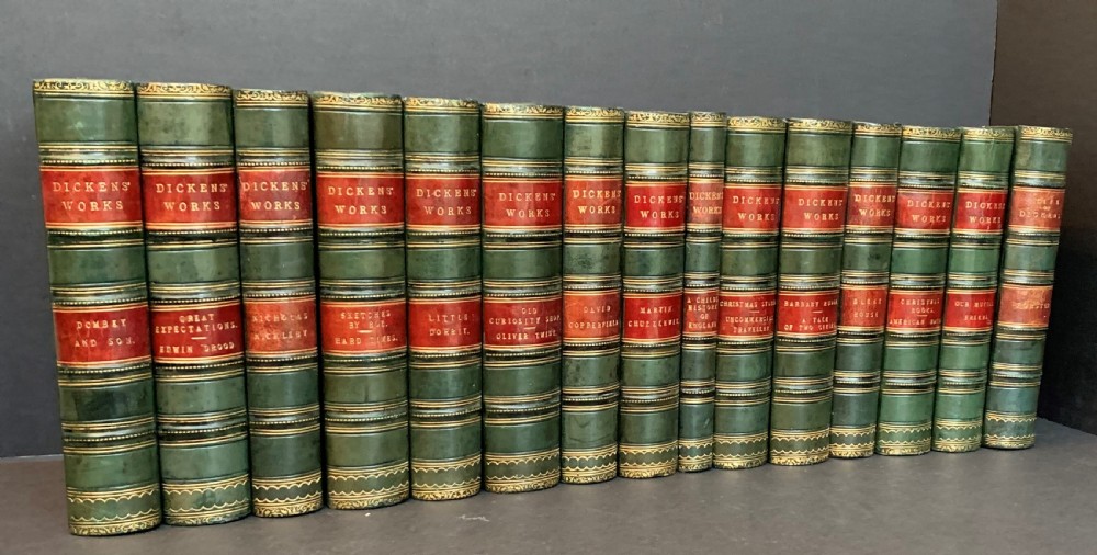 Forster's Life of Dickens, 13 of Dicken's novels and some of his short stories contained in 15 uniformly bound books 1867-1875