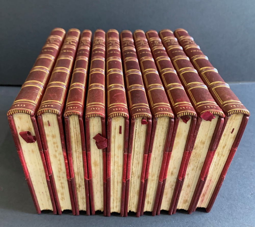 An attractively bound set of books comprising the first 10 Indian Stories of F W Bain dated 1911-1914 View V