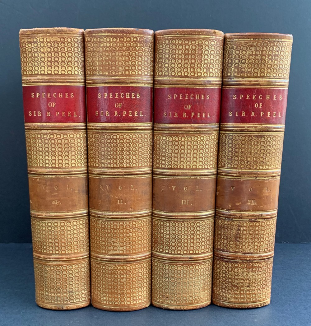 FIRST EDITION 4 book set of The Speeches of Sir Robert Peel dated 1853