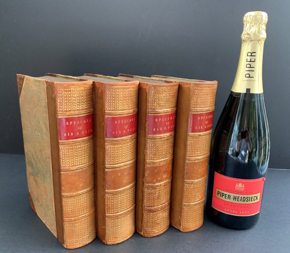 FIRST EDITION 4 book set of The Speeches of Sir Robert Peel dated 1853 View X