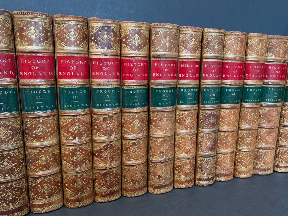 12 book set of Froude's History of England bound by Bickers and dated 1858-1870 View II
