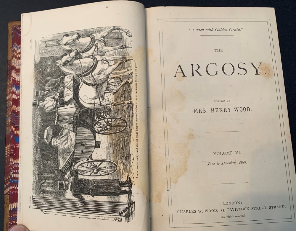 An attractive and uniformly bound 22 book unbroken run of The Argosy dated 1867-1878 View IX