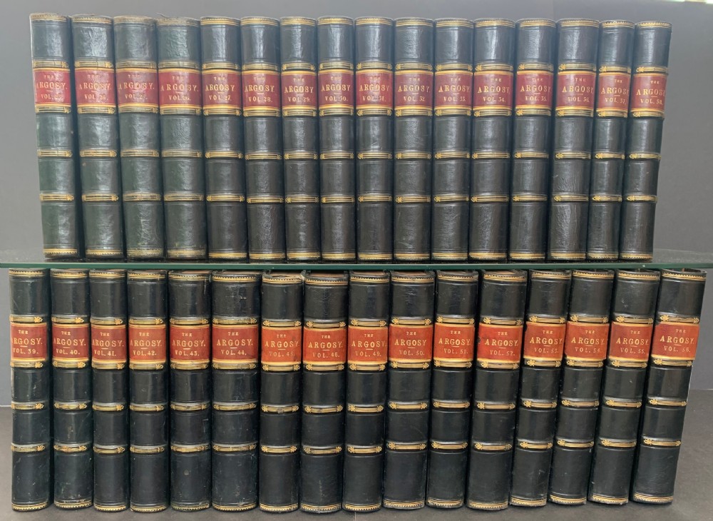 Uniformly bound 32 book run of The Argosy 1877-1893 (volumes 23-56 but missing volumes 46 & 47) View II
