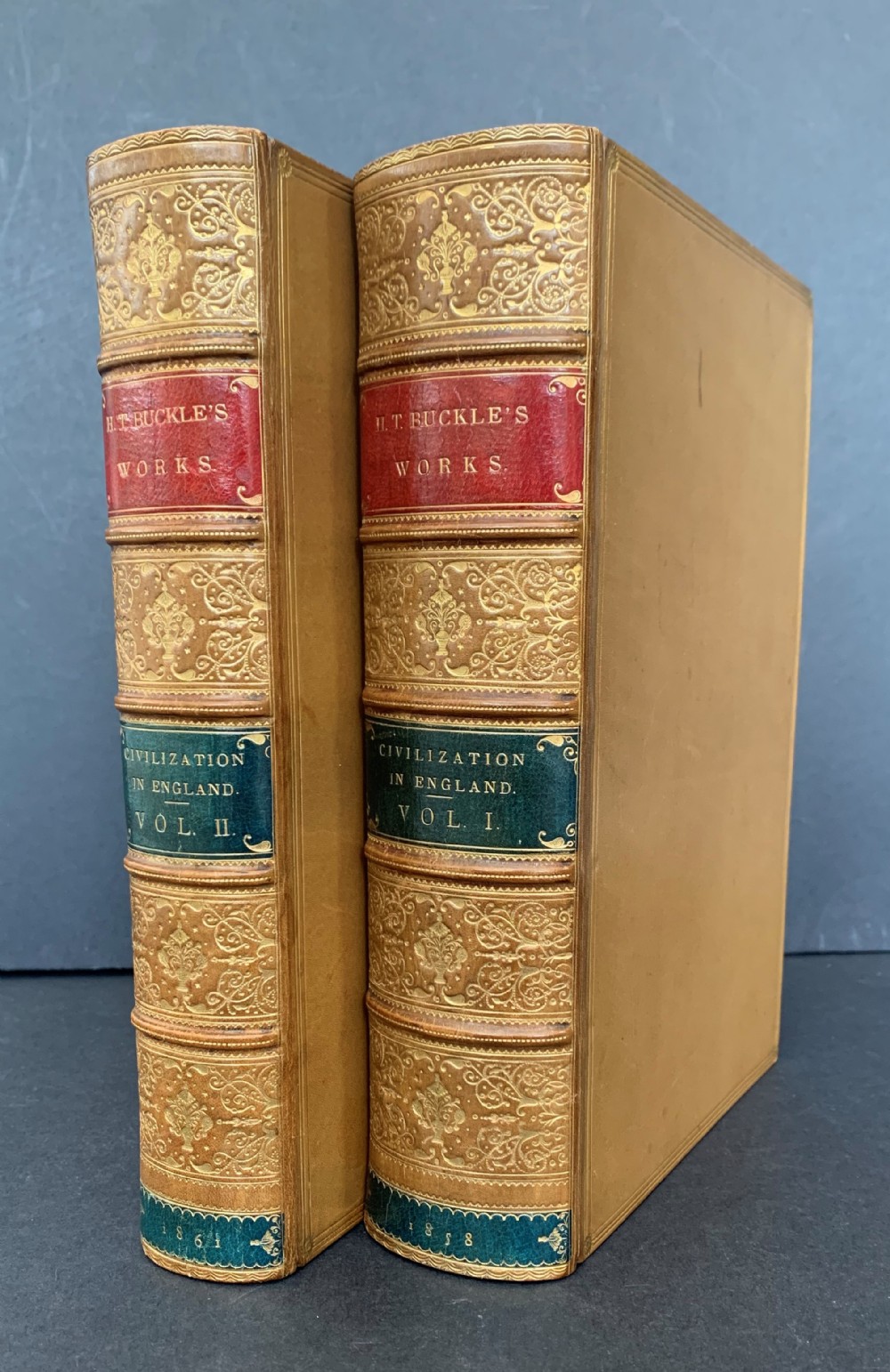 Buckle's History of Civilisation in England complete in 2 beautifully bound books by Zaehnsdorf