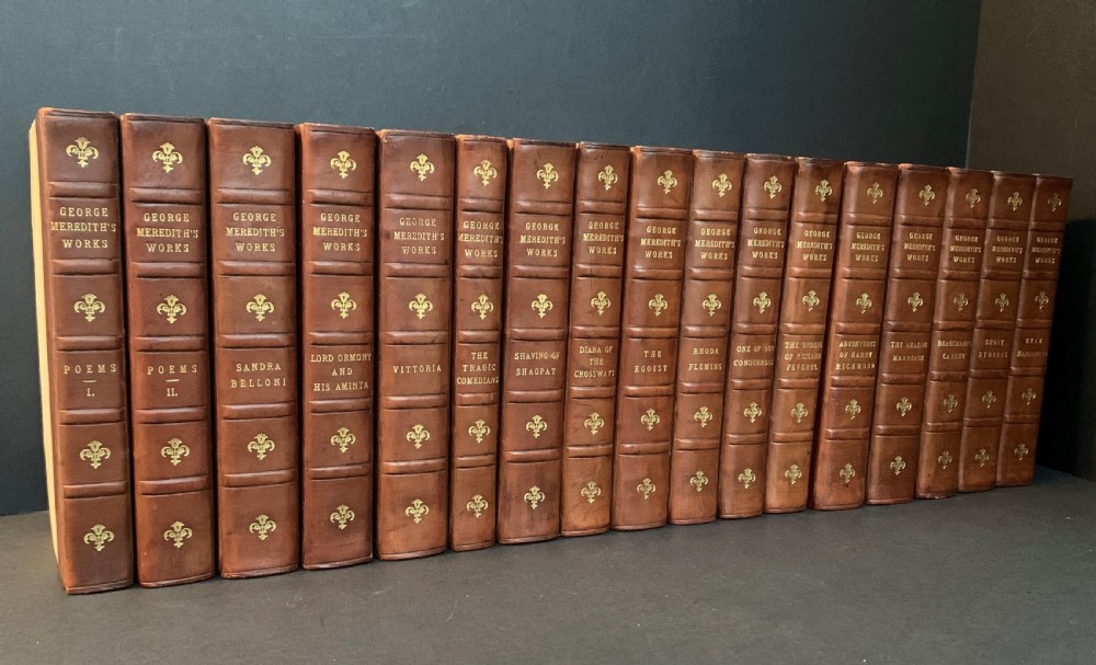 17 uniformly bound books of George Meredith's Works dated 1910/1914