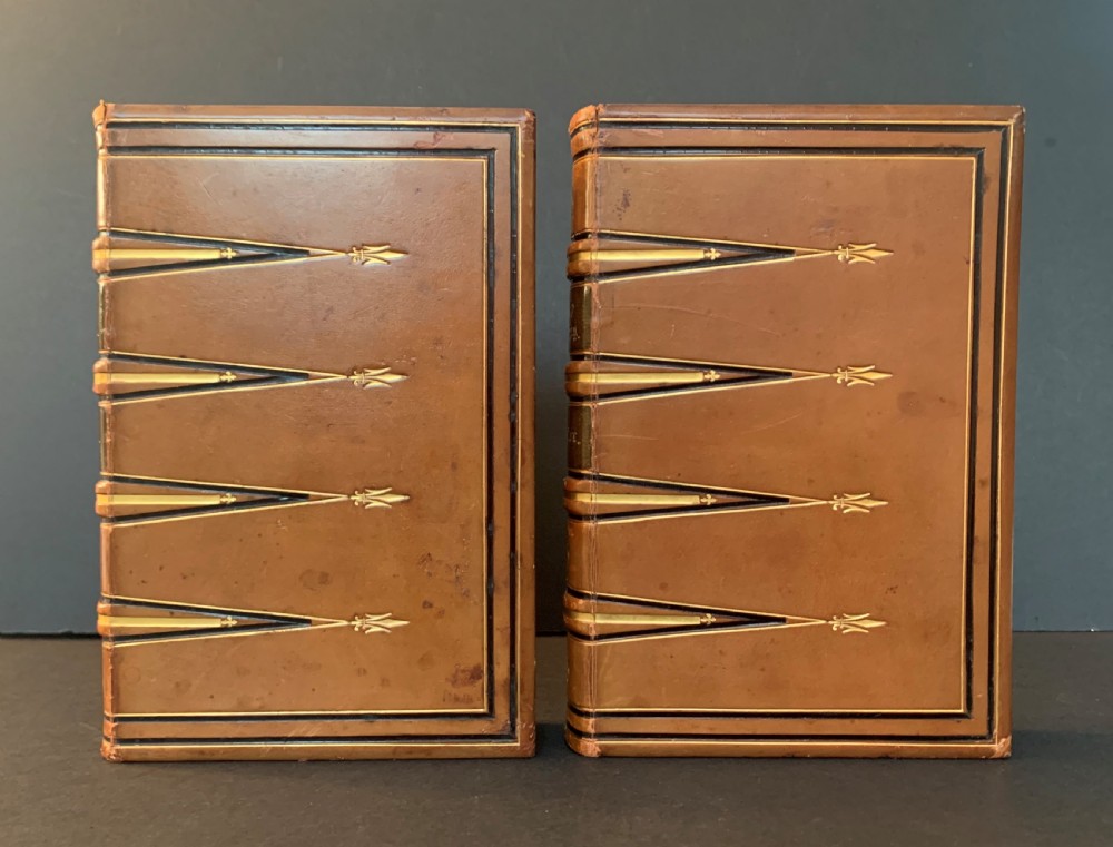 Beautifully bound 2 book set of Taylor's The Rule and Exercise of Holy Living and Holy Dying dated 1857 View III