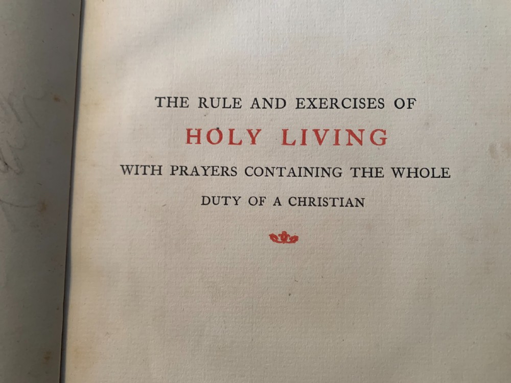 Beautifully bound 2 book set of Taylor's The Rule and Exercise of Holy Living and Holy Dying dated 1857 View VII