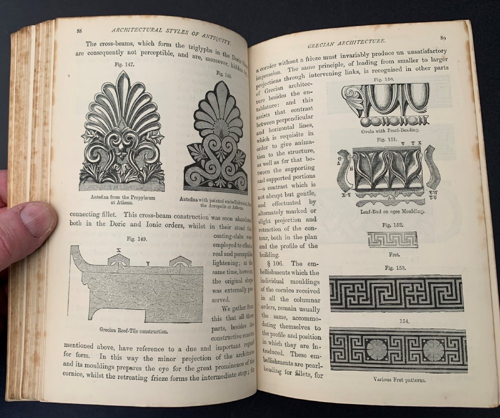 Rosengarten's Handbook of Architectural Styles with 639 illustrations in an elaborately gilt decorated full morocco prize binding  View XV