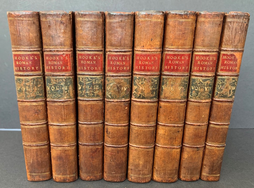 Nathaniel Hooke's Roman History complete in 8 uniformly bound books published 1765-1772