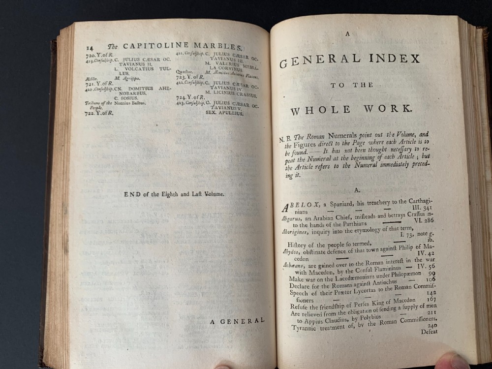 Nathaniel Hooke's Roman History complete in 8 uniformly bound books published 1765-1772 View X